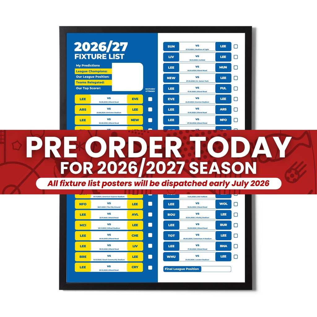 Pre Order Premier League Clubs - 2026/27 Fixture Poster
