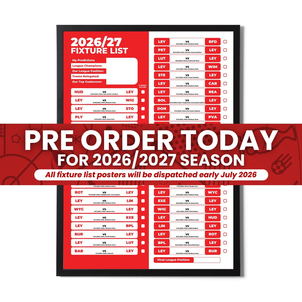 League 1 Clubs - 2026/27 Football Fixture Poster - Multiple Sizes