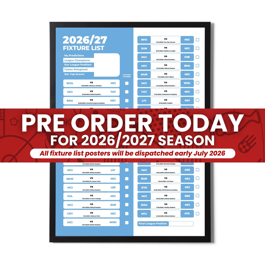 Pre Order Premier League Clubs - 2026/27 Fixture Poster