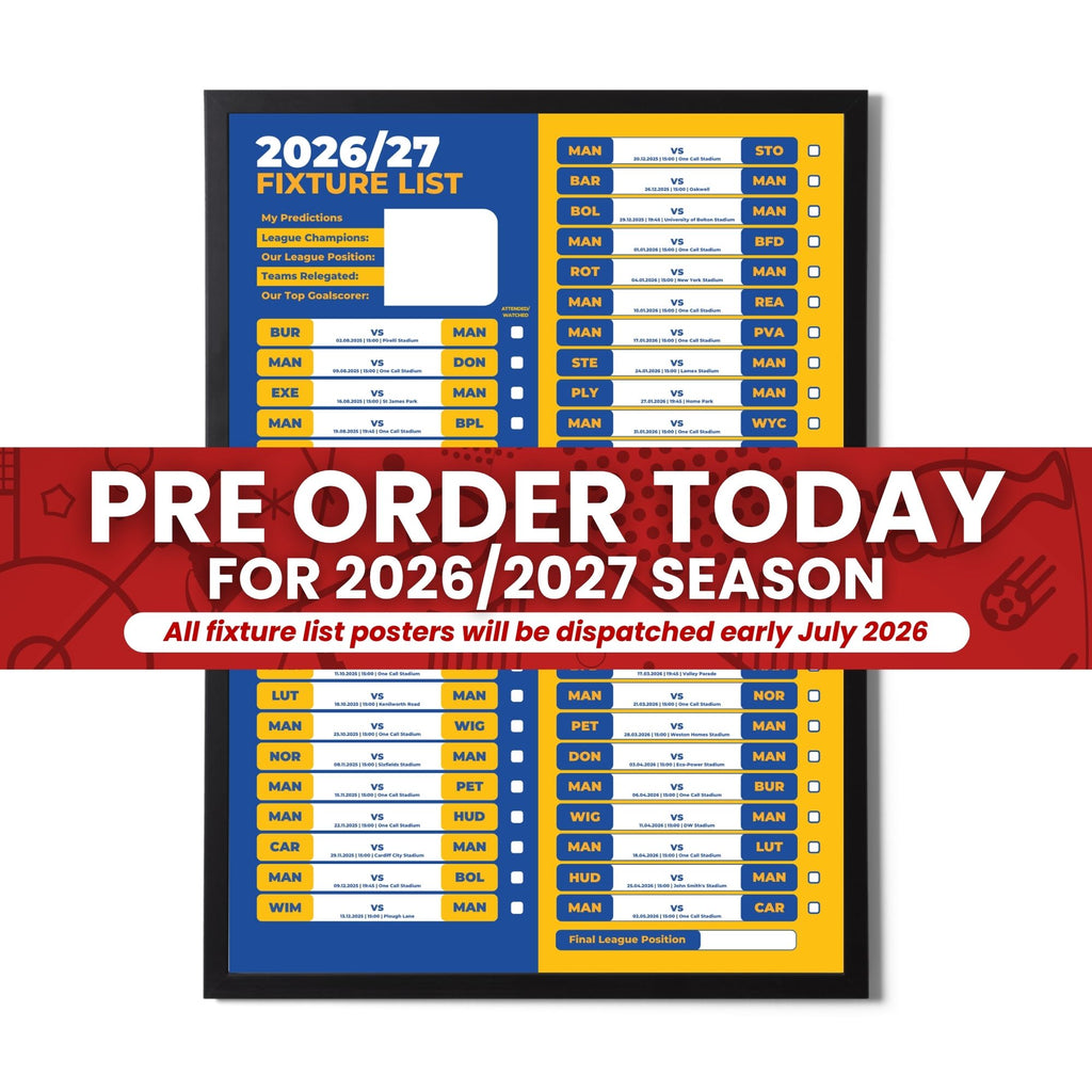 League 1 Clubs - 2026/27 Football Fixture Poster - Multiple Sizes