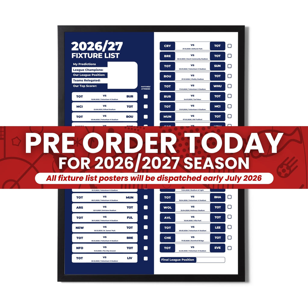 Pre Order Premier League Clubs - 2026/27 Fixture Poster