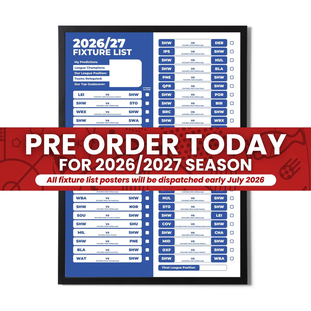 League 1 Clubs - 2026/27 Football Fixture Poster - Multiple Sizes