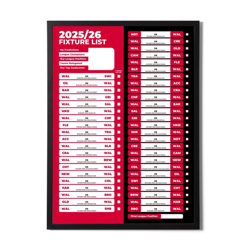 League 2 Clubs - 2025/26 Football Fixture Poster - A3 Size (29.7x42cm)