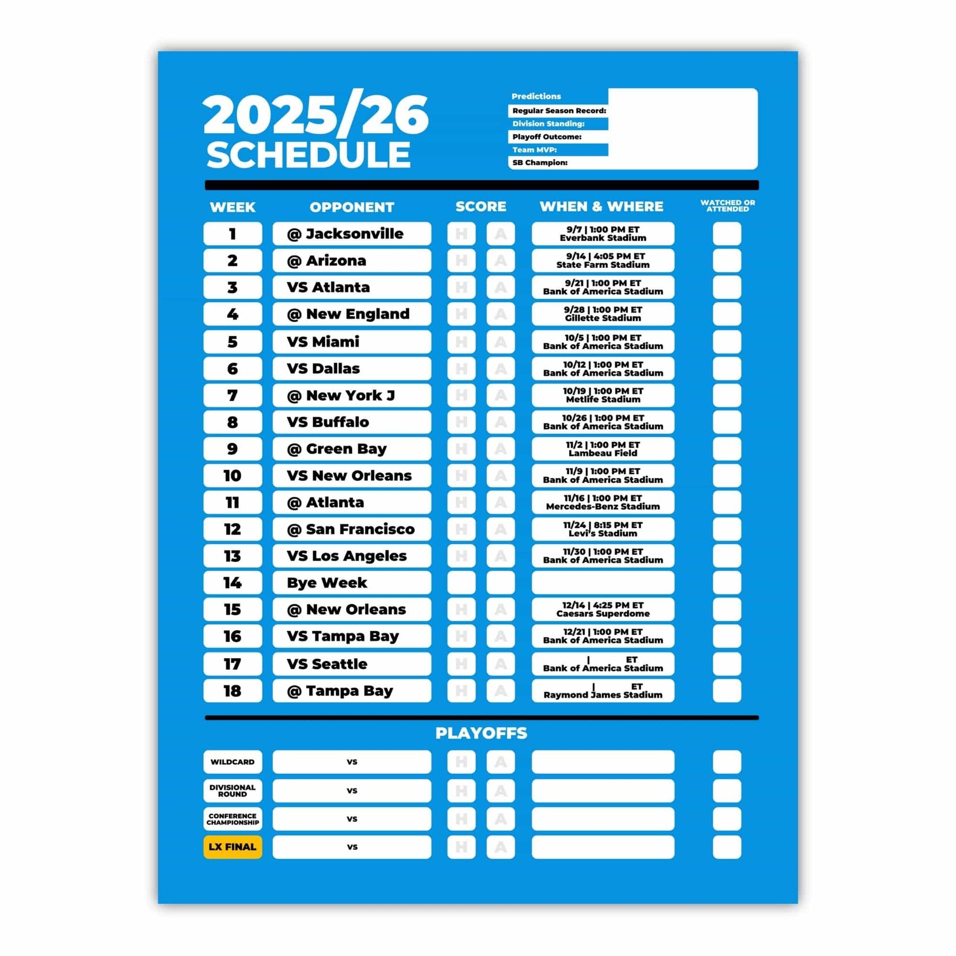 American Football Schedule Posters For 2025/26 Season