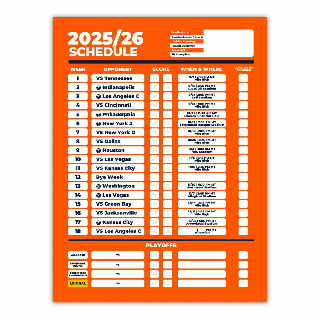 American Football Schedule Posters For 2025/26 Season