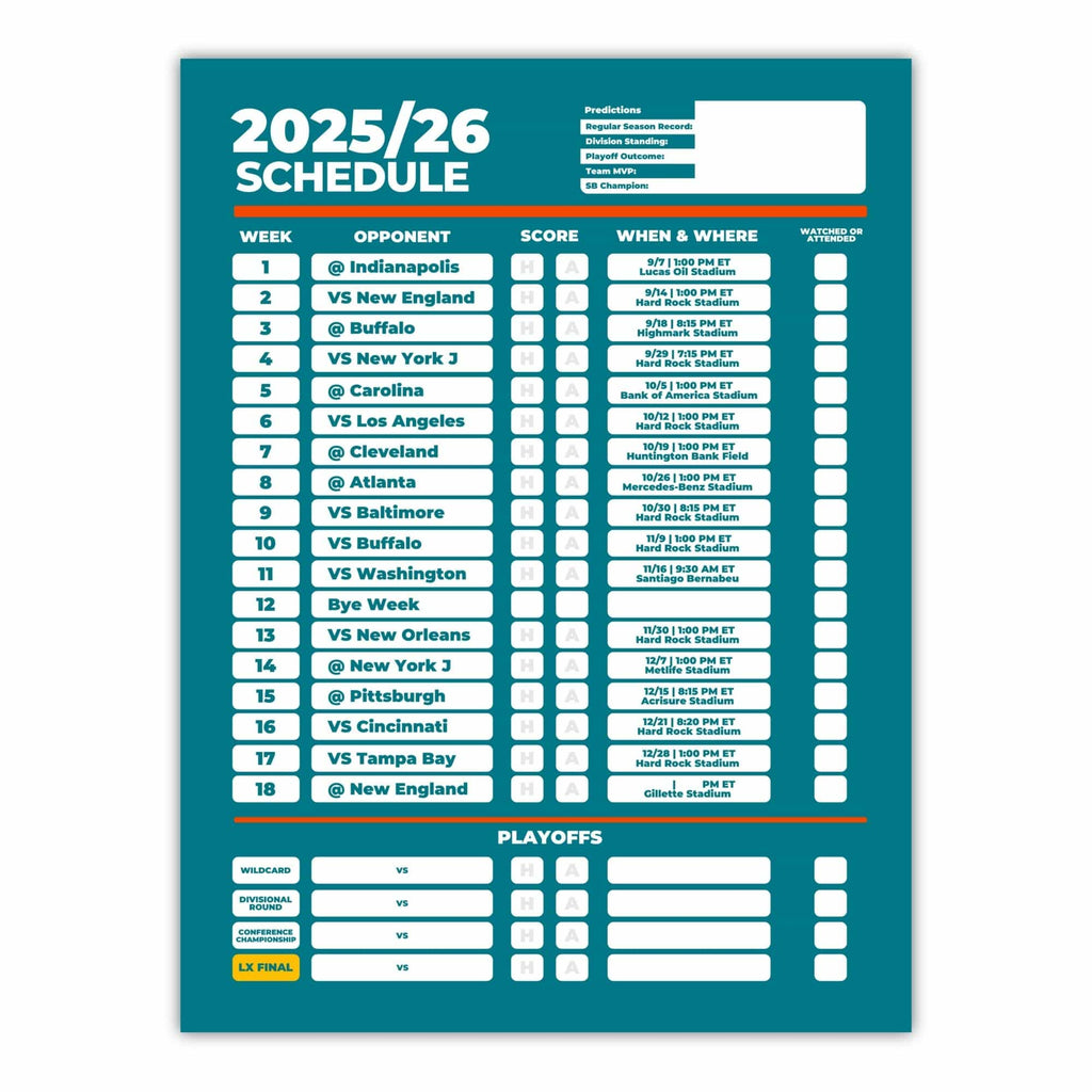 American Football Schedule Posters For 2025/26 Season