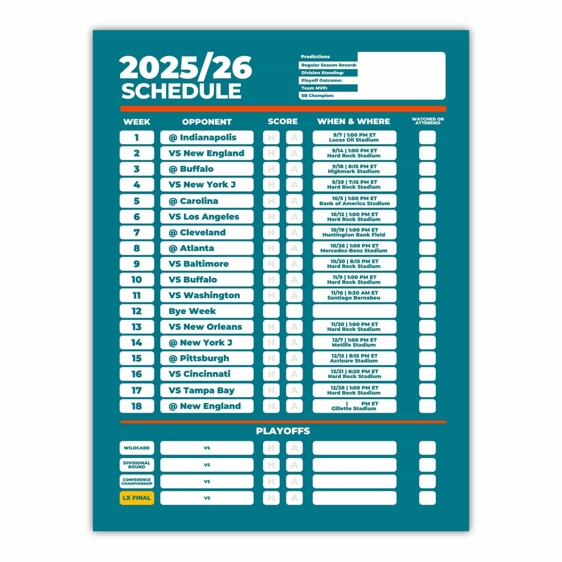 American Football Schedule Posters For 2025/26 Season