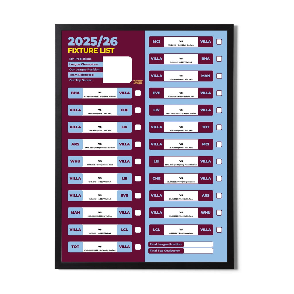 Women's Super League Clubs - 2025/26 Football Fixture Poster - A3 Size (29.7x42cm)