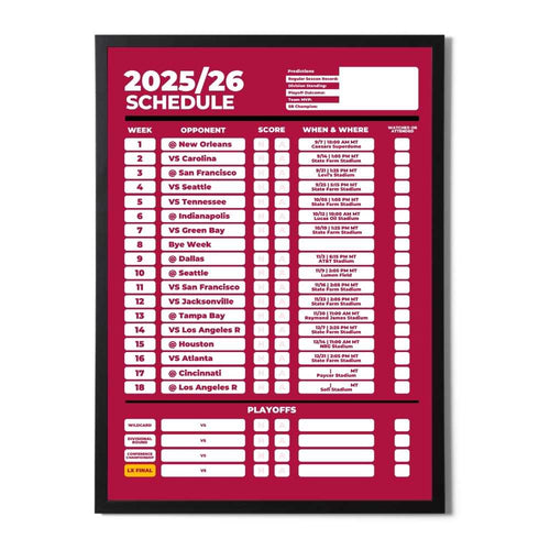 American Football Schedule Posters For 2025/26 Season - Matte Paper Wooden Framed Poster