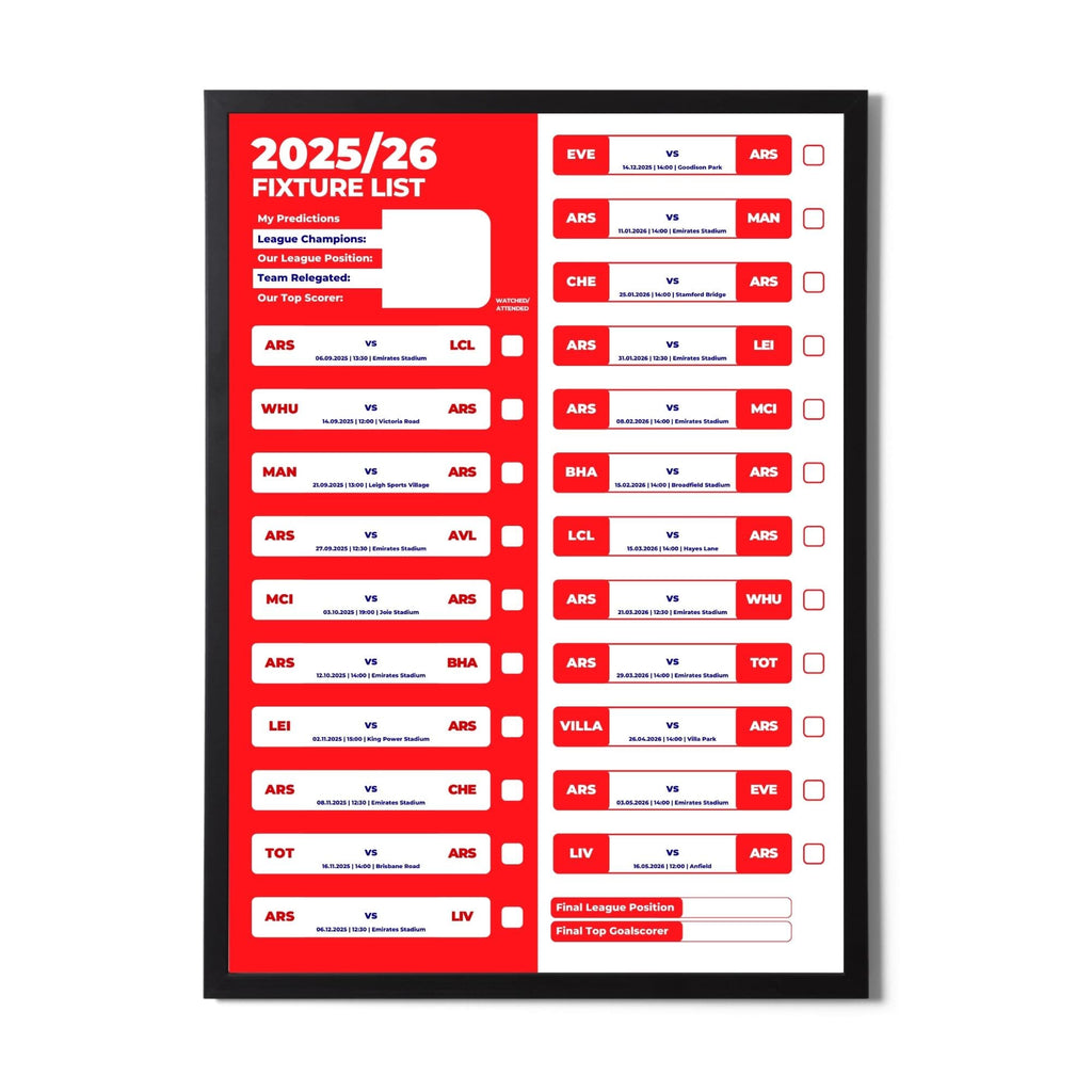 Women's Super League Clubs - 2025/26 Football Fixture Poster - A3 Size (29.7x42cm)