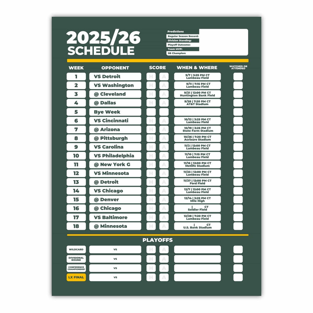 American Football Schedule Posters For 2025/26 Season