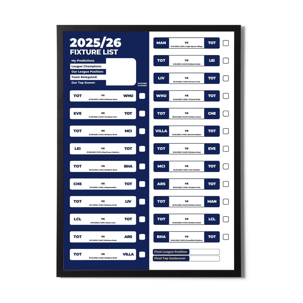 Women's Super League Clubs - 2025/26 Football Fixture Poster - A3 Size (29.7x42cm)