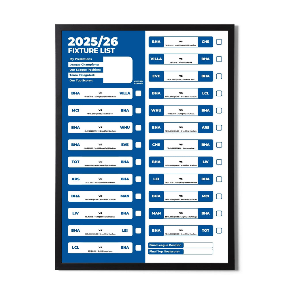 Women's Super League Clubs - 2025/26 Football Fixture Poster - A3 Size (29.7x42cm)