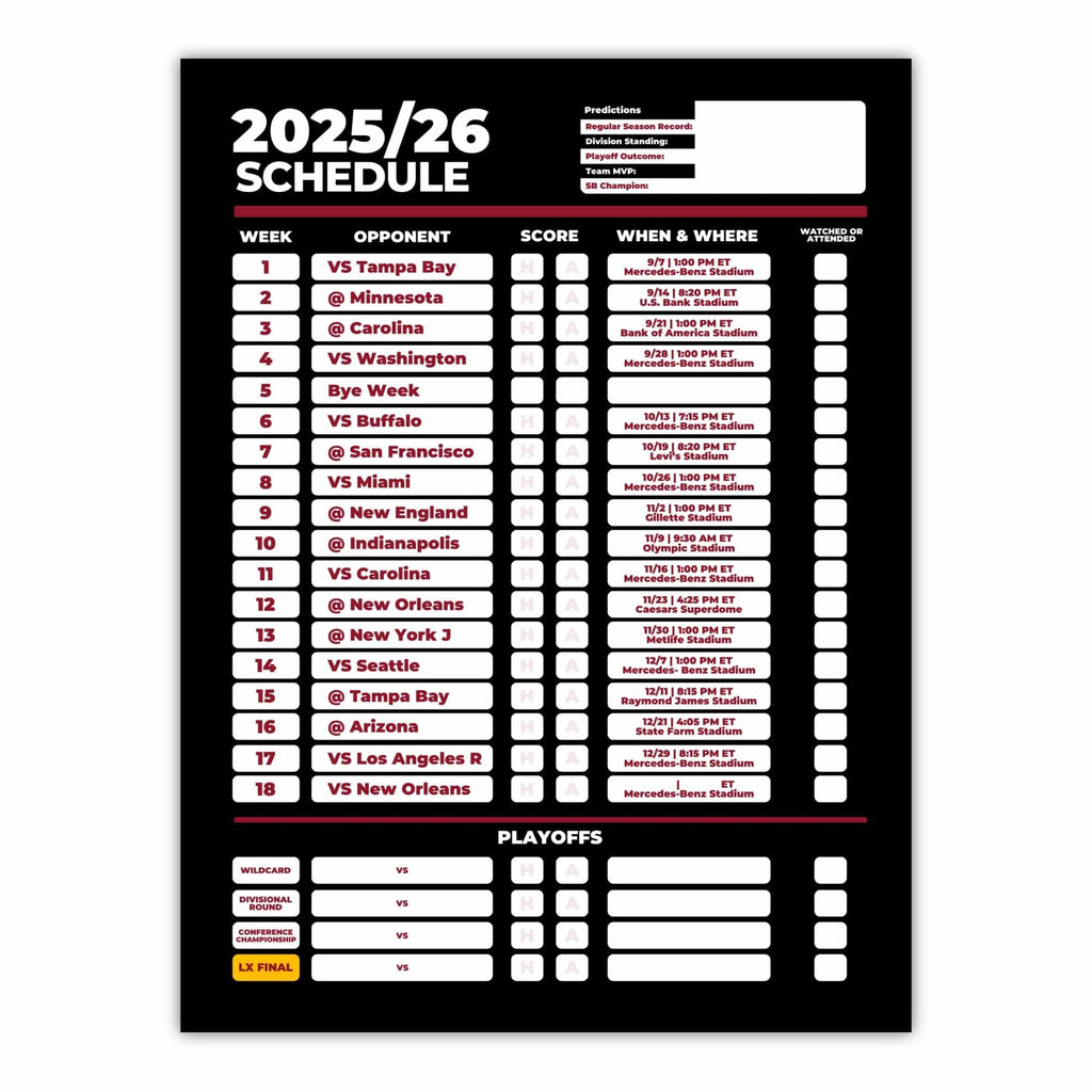 American Football Schedule Posters For 2025/26 Season