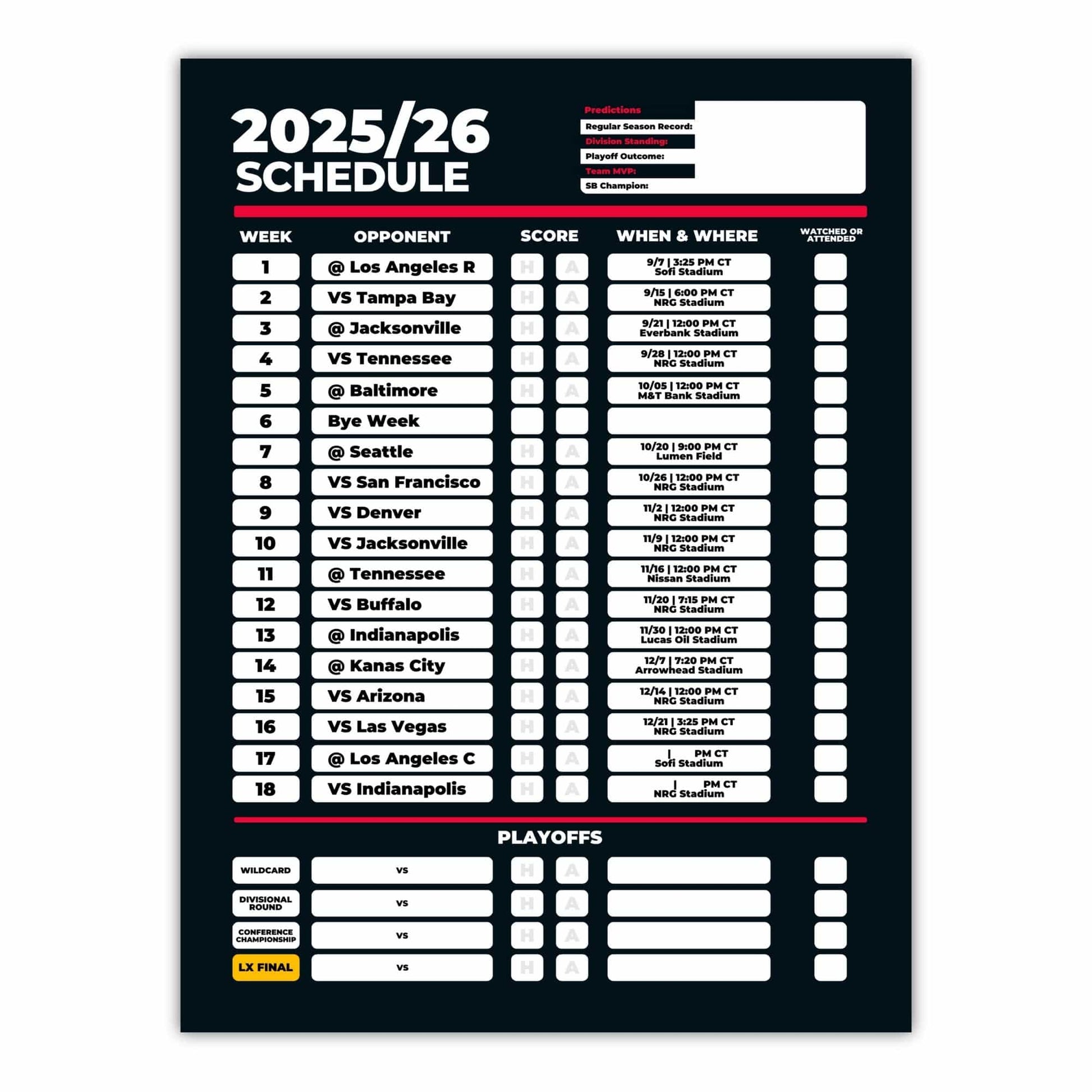 American Football Schedule Posters For 2025/26 Season