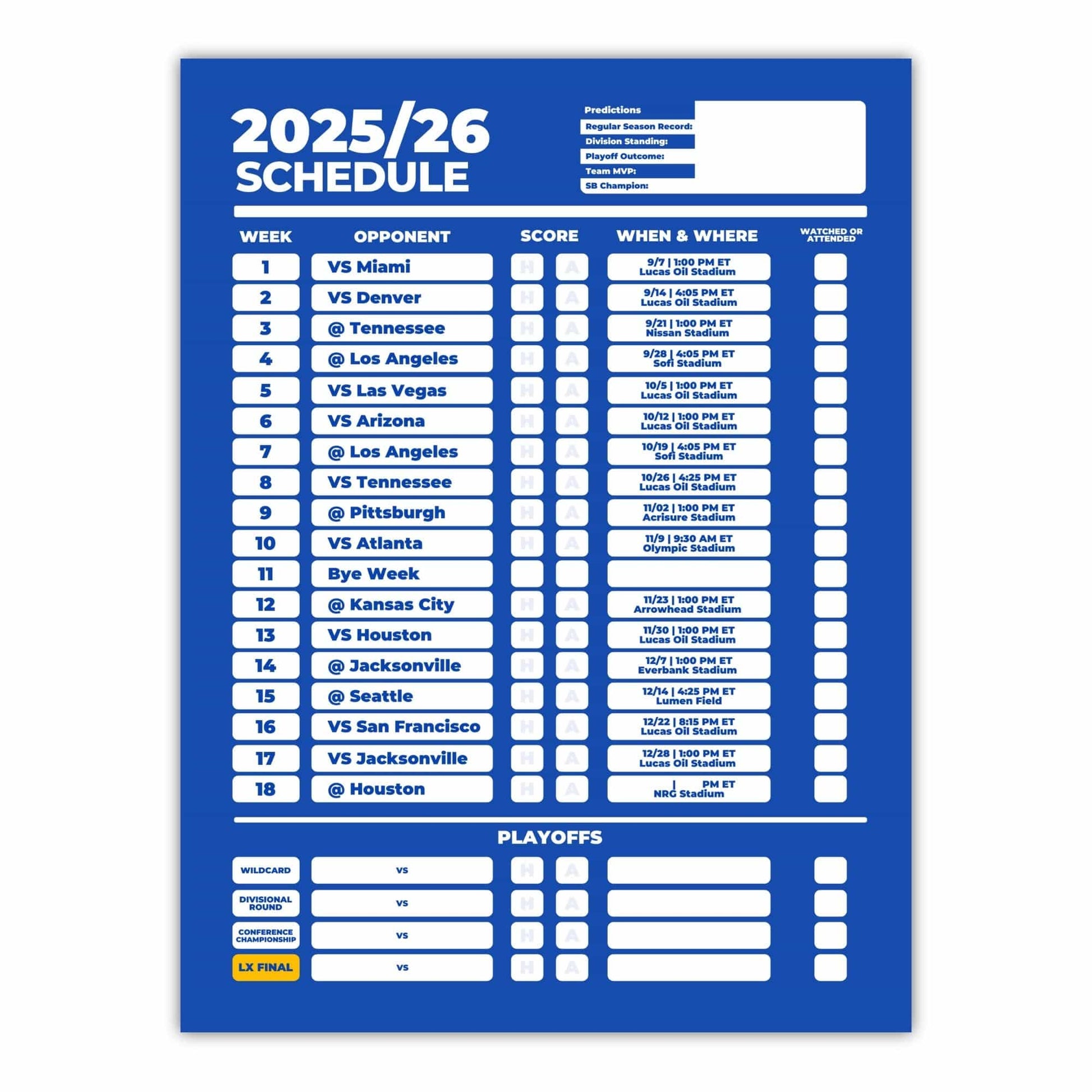 American Football Schedule Posters For 2025/26 Season