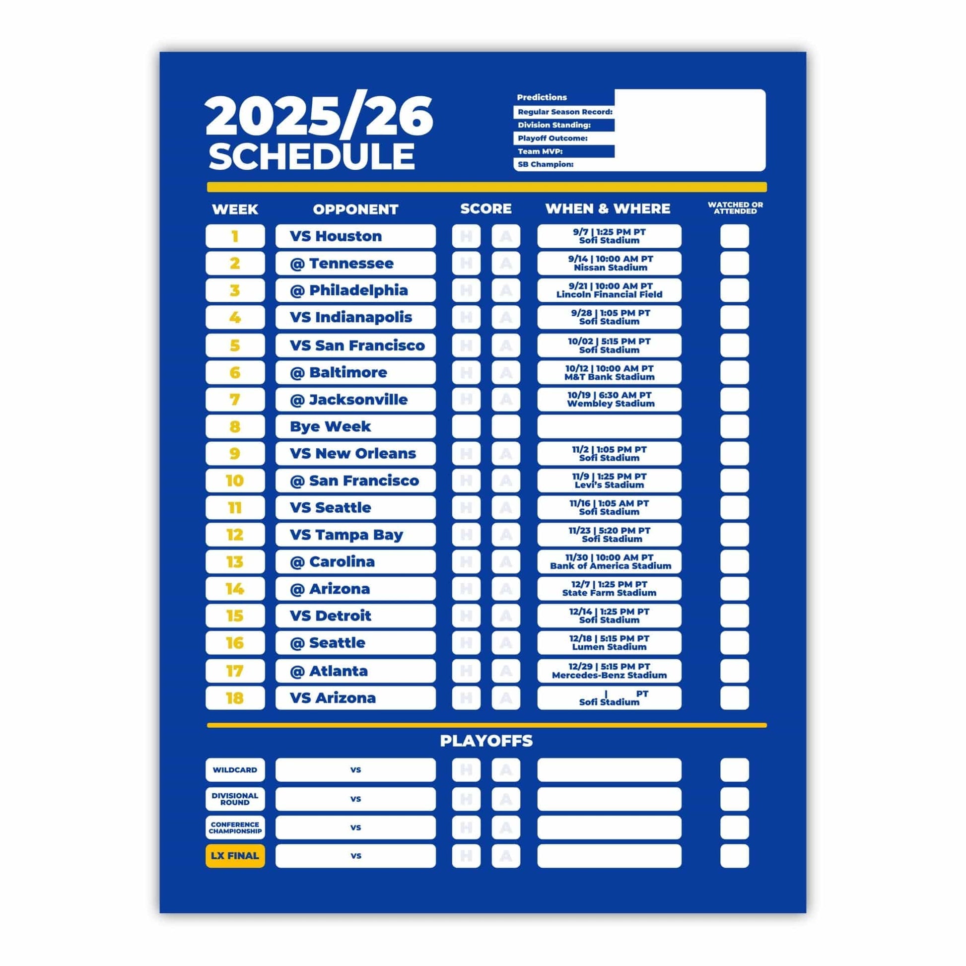 American Football Schedule Posters For 2025/26 Season