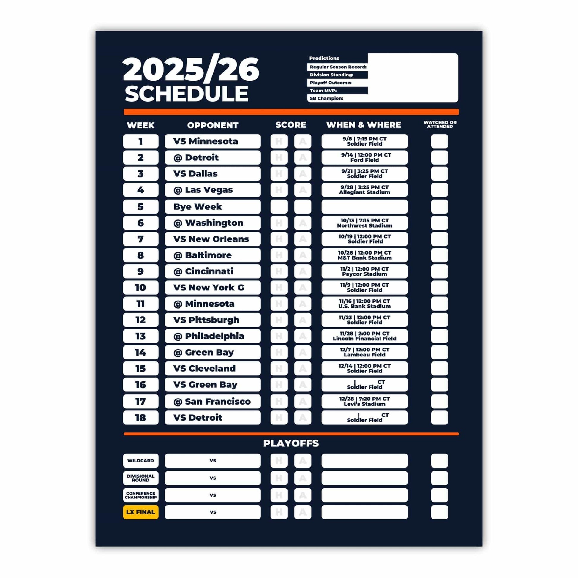 American Football Schedule Posters For 2025/26 Season
