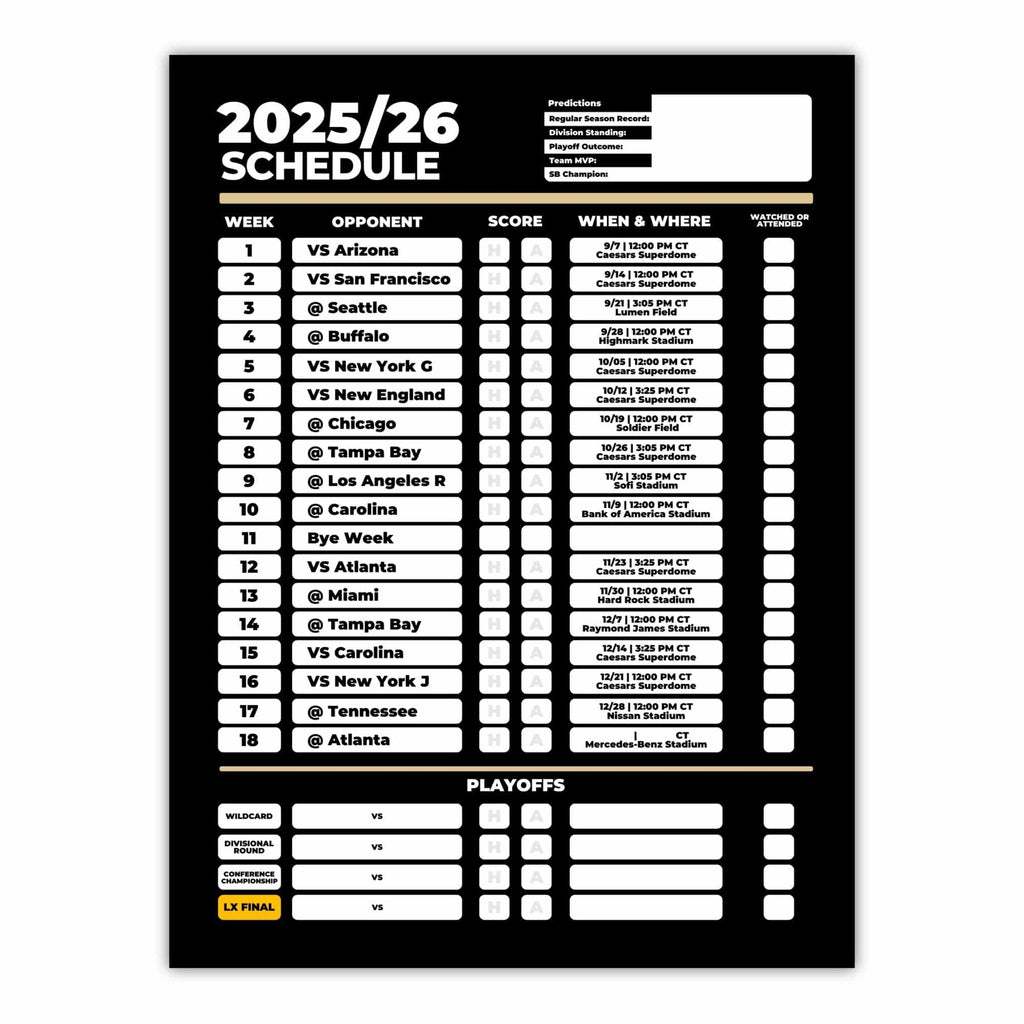 American Football Schedule Posters For 2025/26 Season