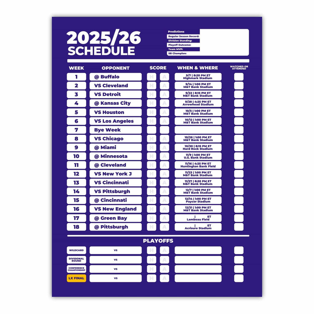 American Football Schedule Posters For 2025/26 Season