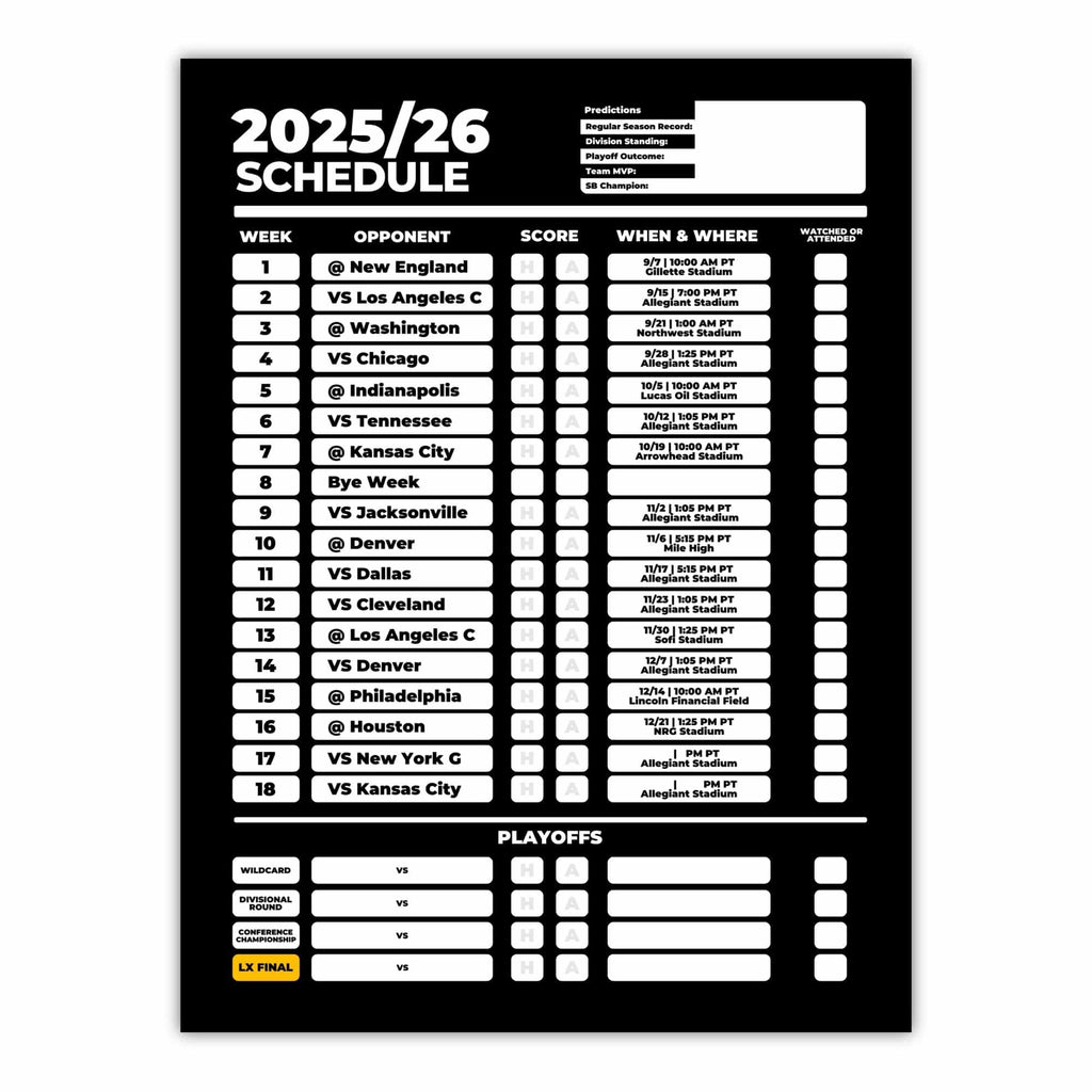 American Football Schedule Posters For 2025/26 Season