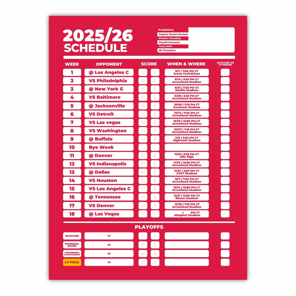 American Football Schedule Posters For 2025/26 Season