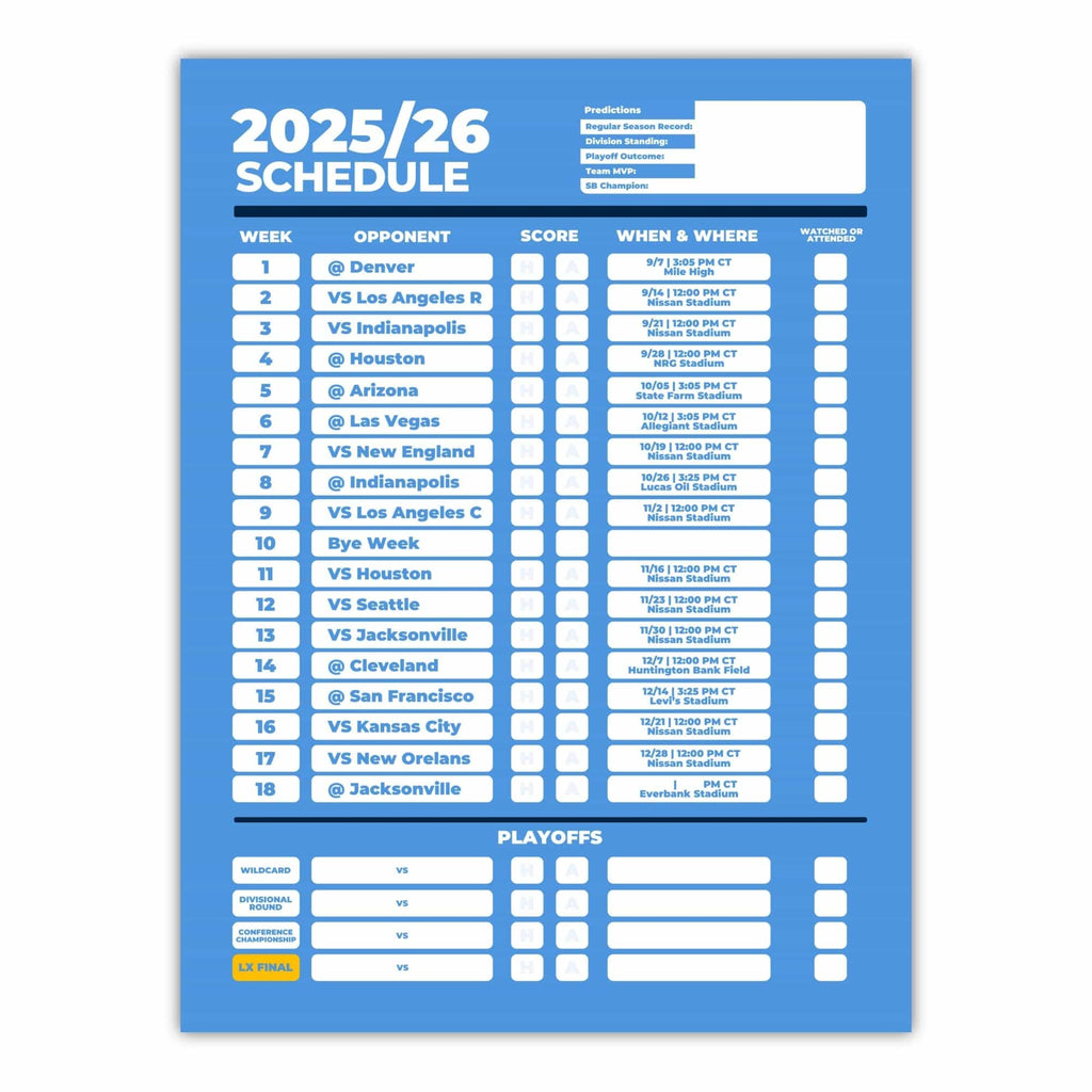 American Football Schedule Posters For 2025/26 Season