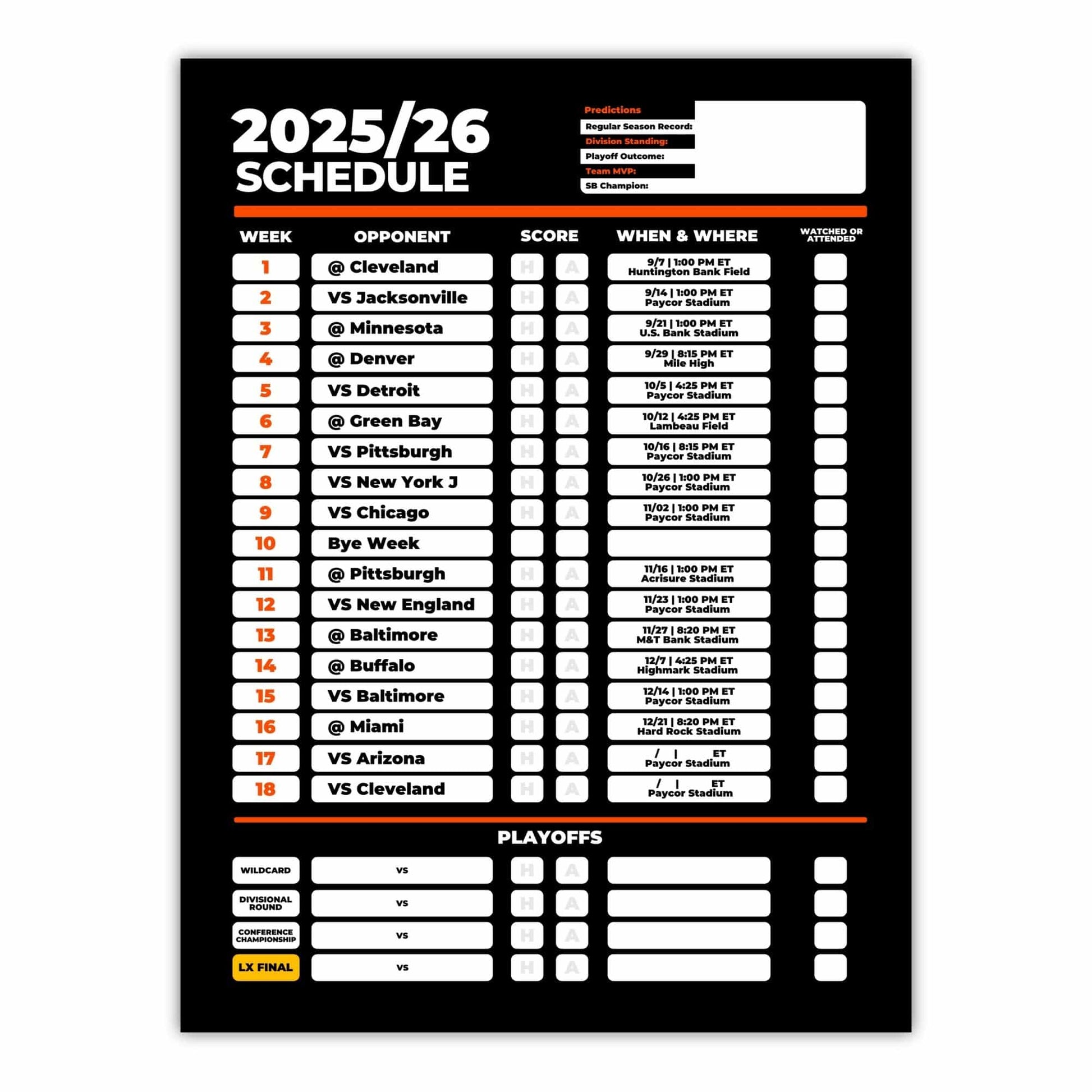 American Football Schedule Posters For 2025/26 Season