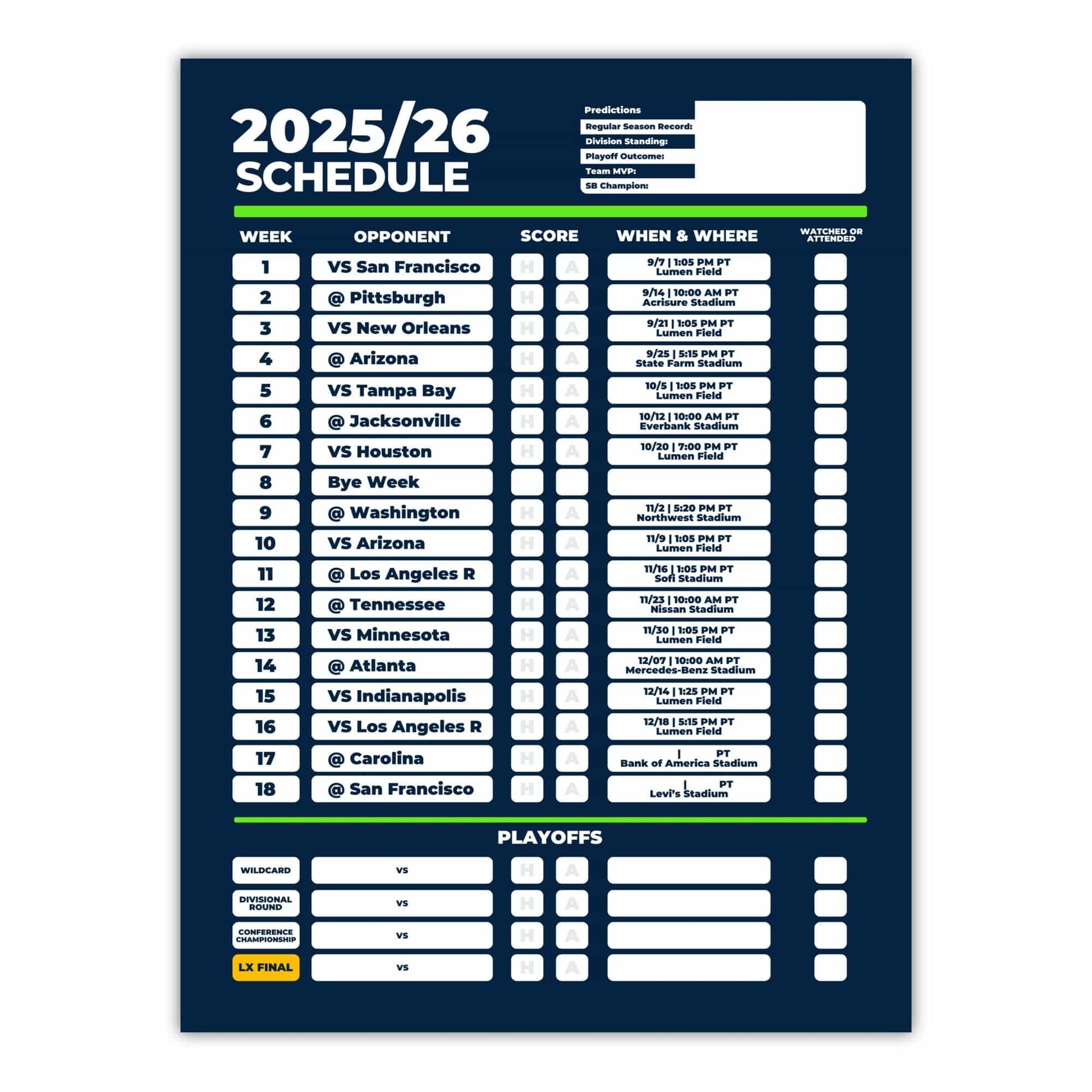 American Football Schedule Posters For 2025/26 Season