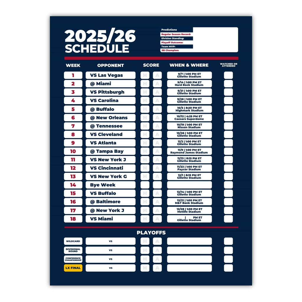 American Football Schedule Posters For 2025/26 Season