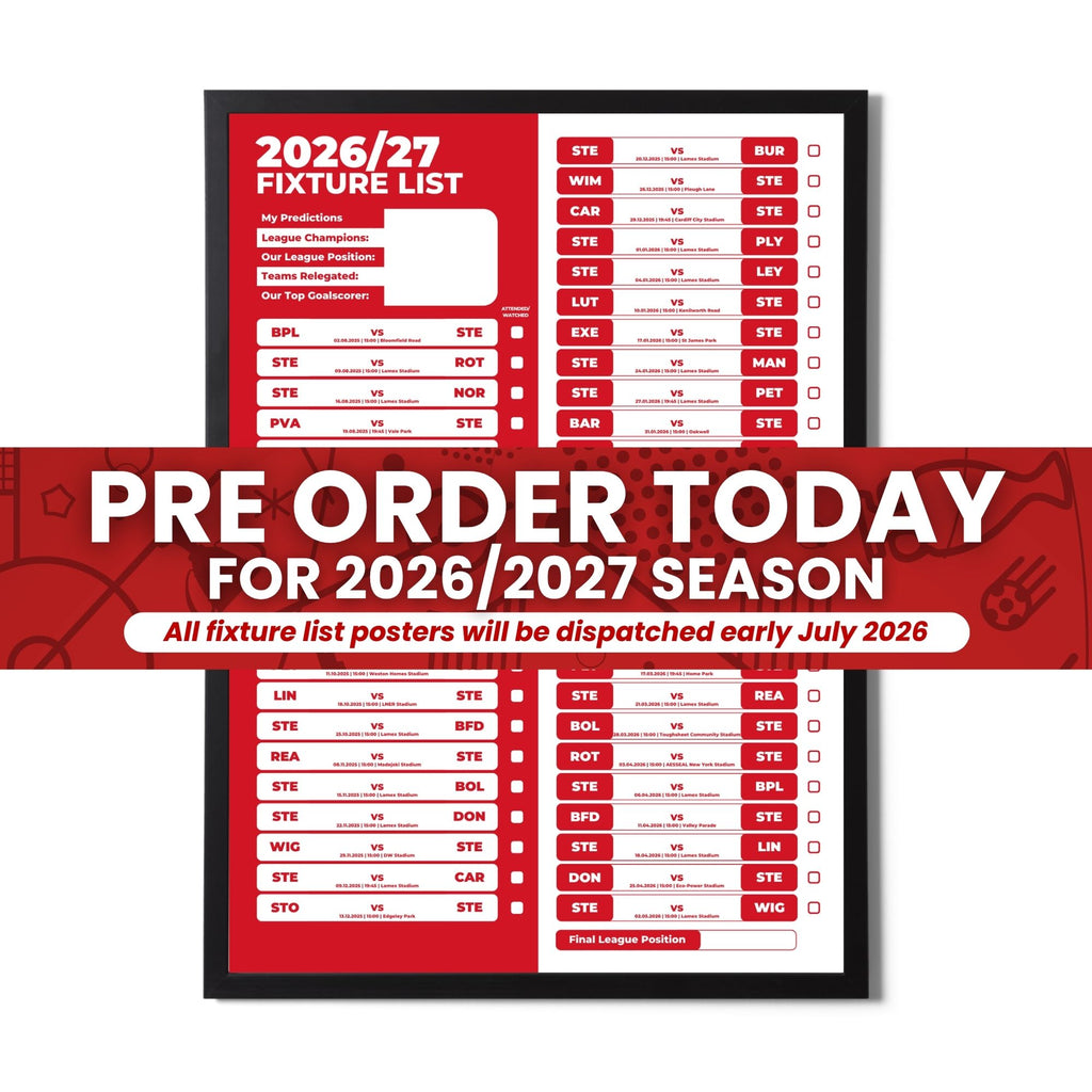 League 1 Clubs - 2026/27 Football Fixture Poster - Multiple Sizes