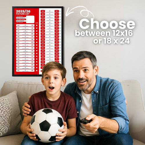 Premier League Clubs - Soccer Fixture Poster For 2025/26 Season