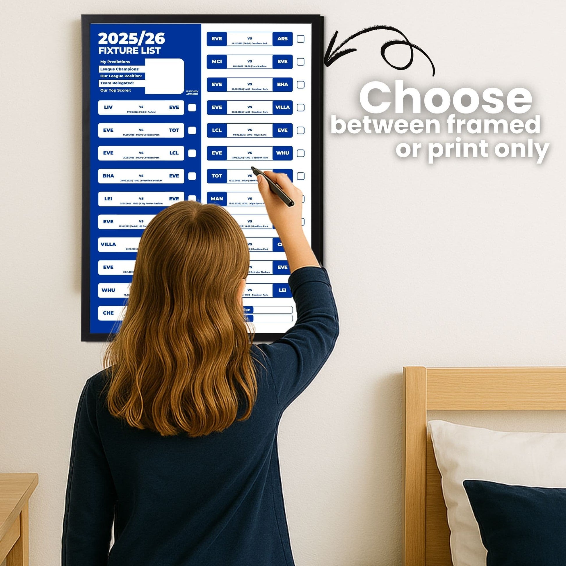 Women's Super League Clubs - 2025/26 Football Fixture Poster - A3 Size (29.7x42cm)