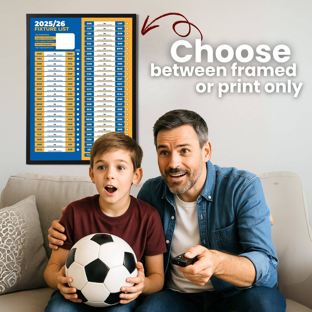 League 2 Clubs - 2025/26 Football Fixture Poster - A3 Size (29.7x42cm)