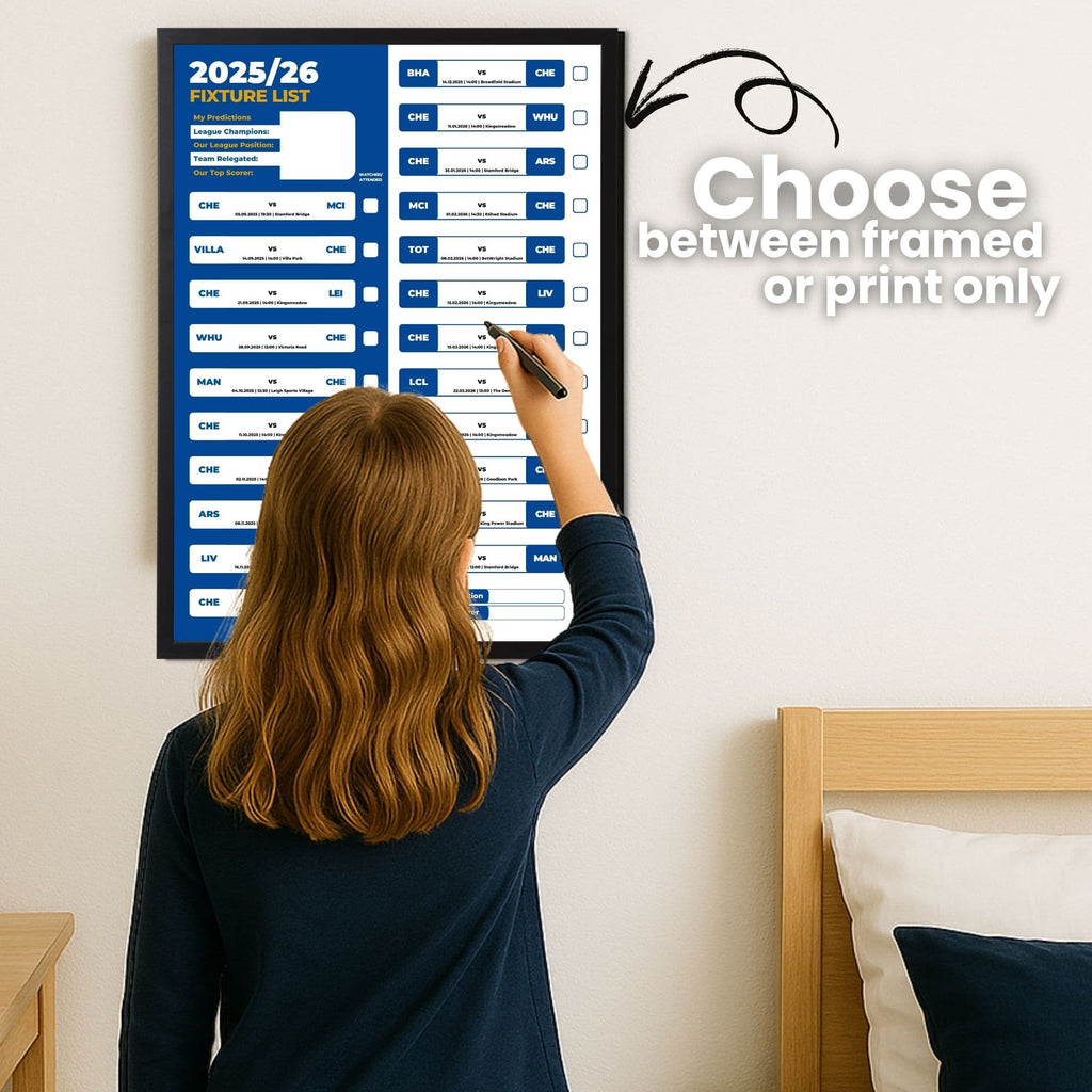 Women's Super League Clubs - 2025/26 Football Fixture Poster - A3 Size (29.7x42cm)