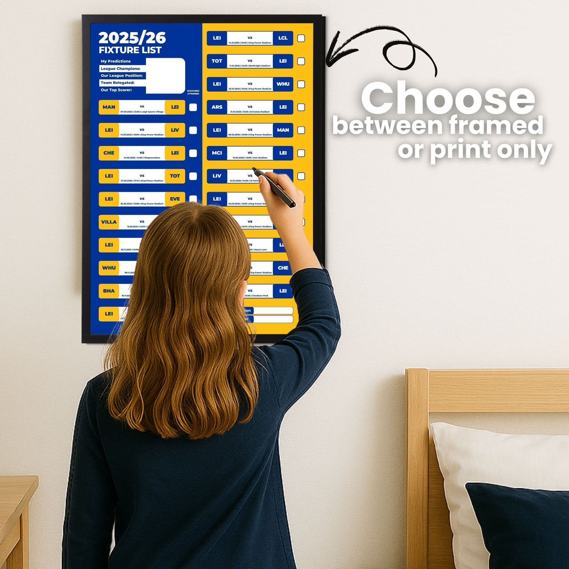 Women's Super League Clubs - 2025/26 Football Fixture Poster - A3 Size (29.7x42cm)