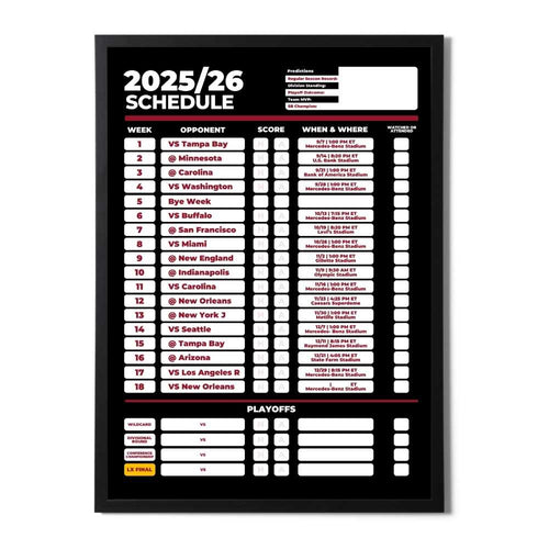 American Football Schedule Posters For 2025/26 Season - Matte Paper Wooden Framed Poster