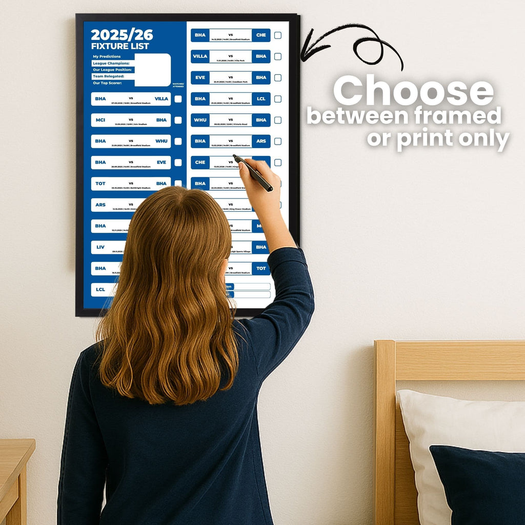 Women's Super League Clubs - 2025/26 Football Fixture Poster - A3 Size (29.7x42cm)