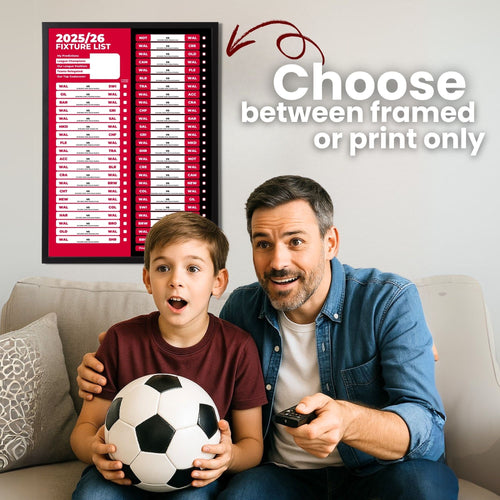 League 2 Clubs - 2025/26 Football Fixture Poster - A3 Size (29.7x42cm)