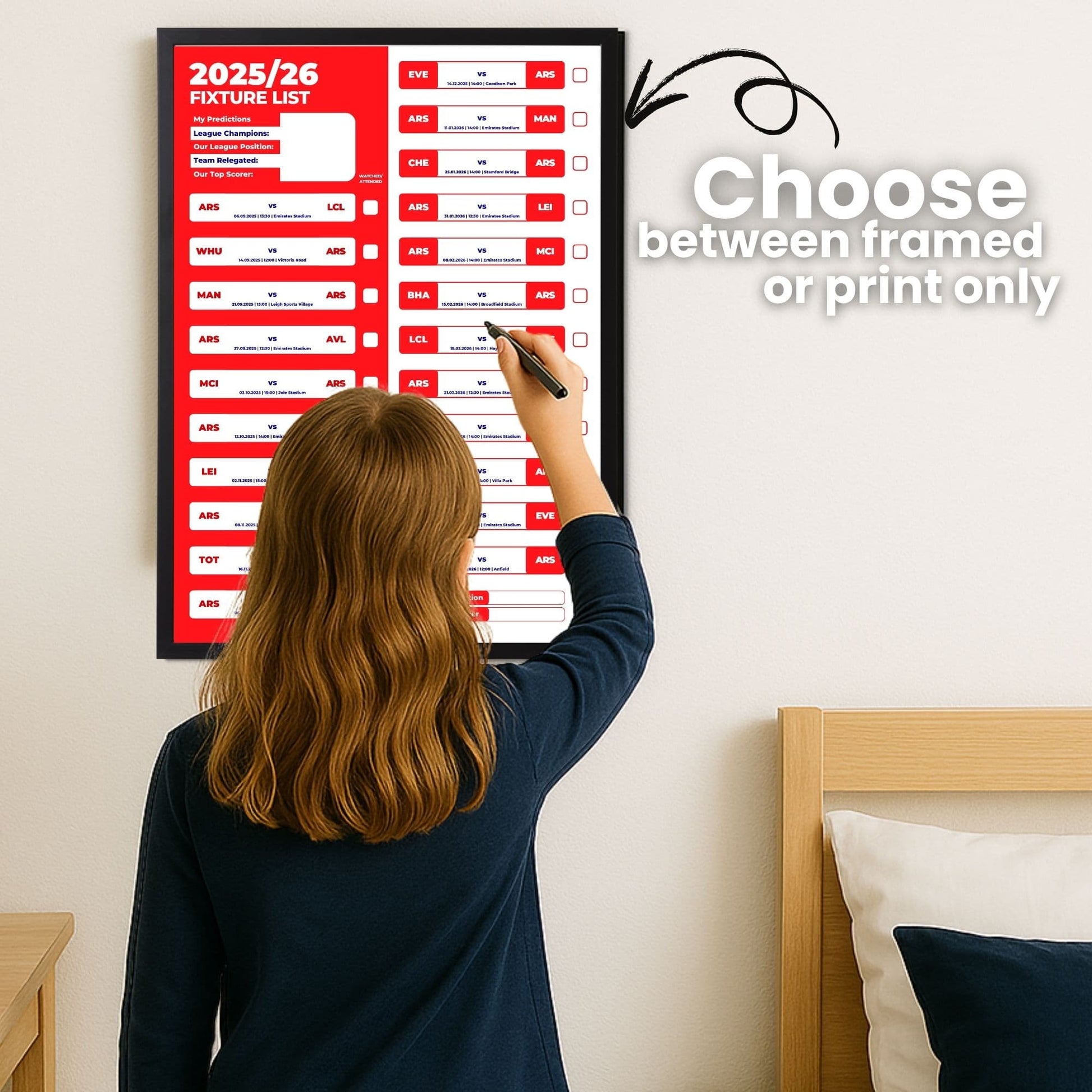 Women's Super League Clubs - 2025/26 Football Fixture Poster - A3 Size (29.7x42cm)