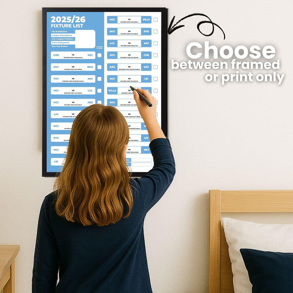 Women's Super League Clubs - 2025/26 Football Fixture Poster - A3 Size (29.7x42cm)