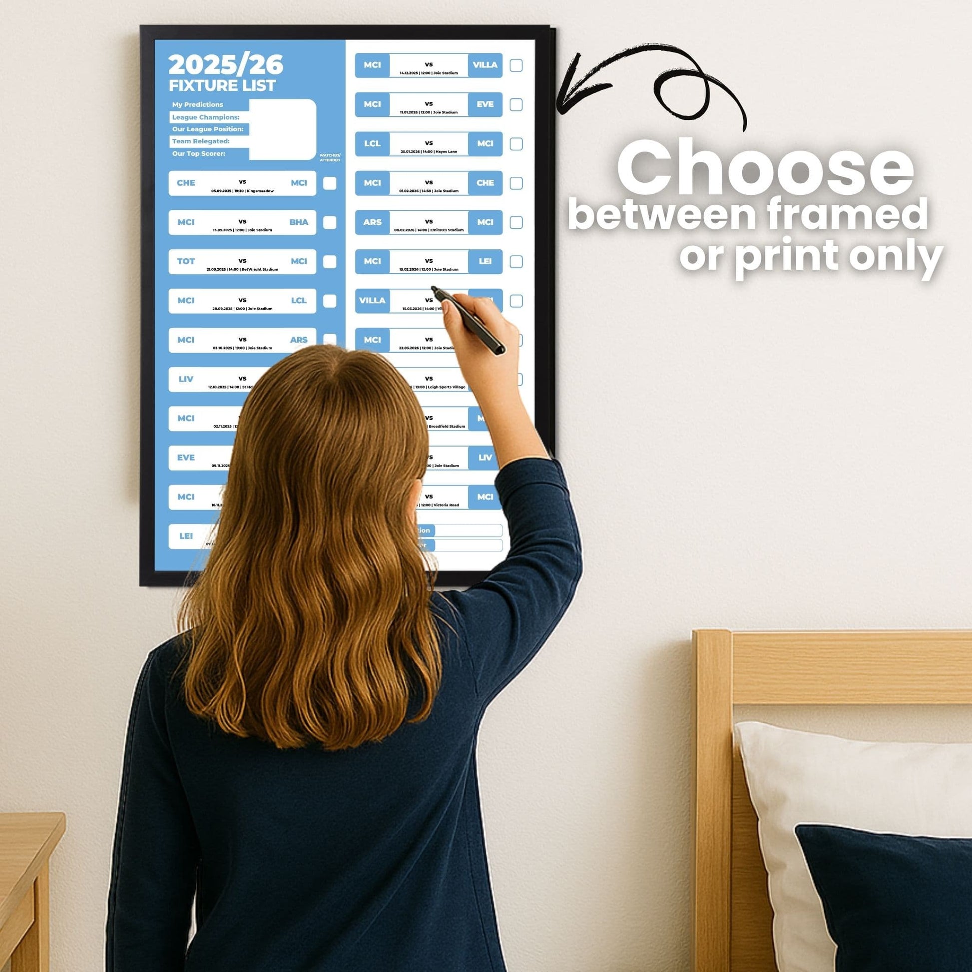 Women's Super League Clubs - 2025/26 Football Fixture Poster - A3 Size (29.7x42cm)