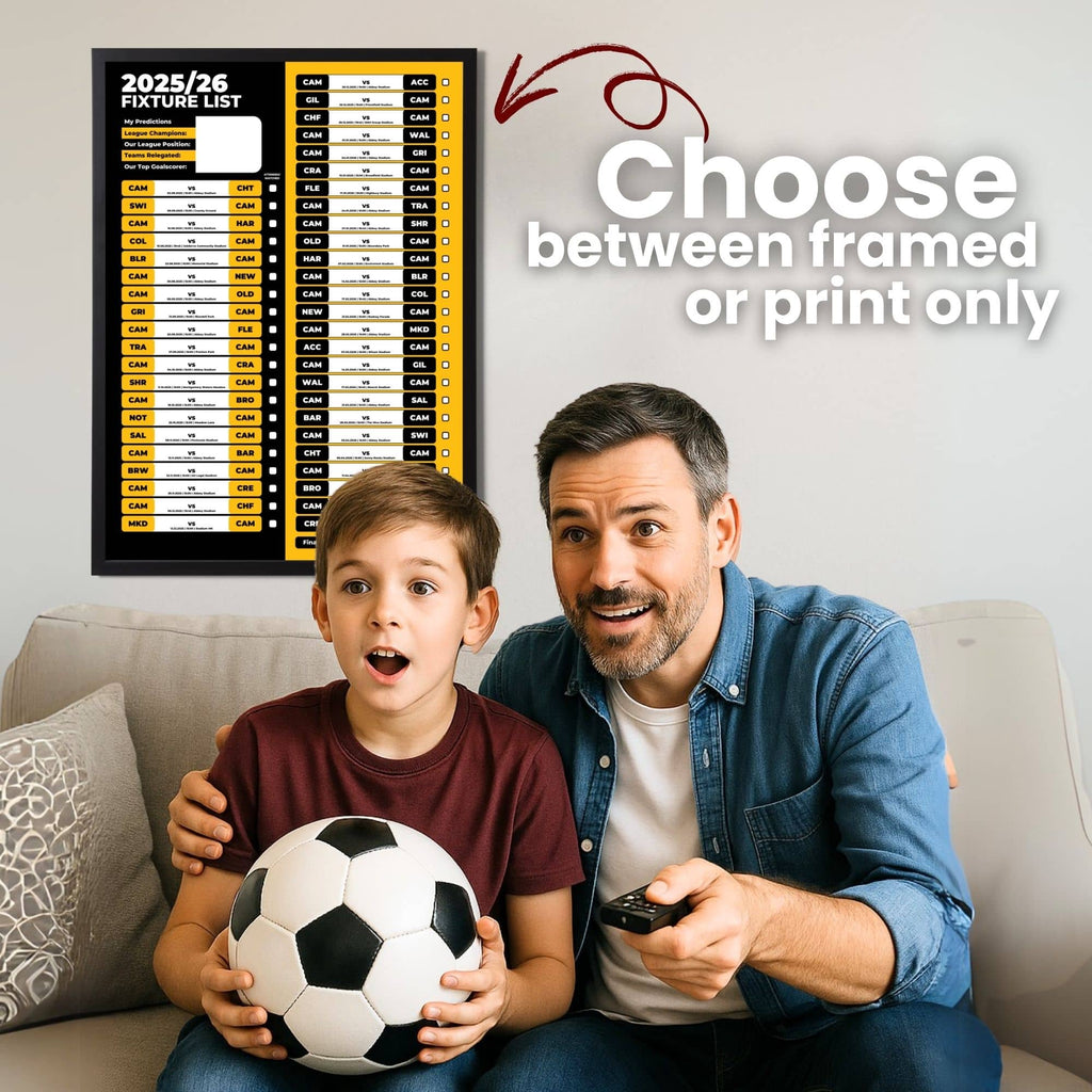 League 2 Clubs - 2025/26 Football Fixture Poster - A3 Size (29.7x42cm)