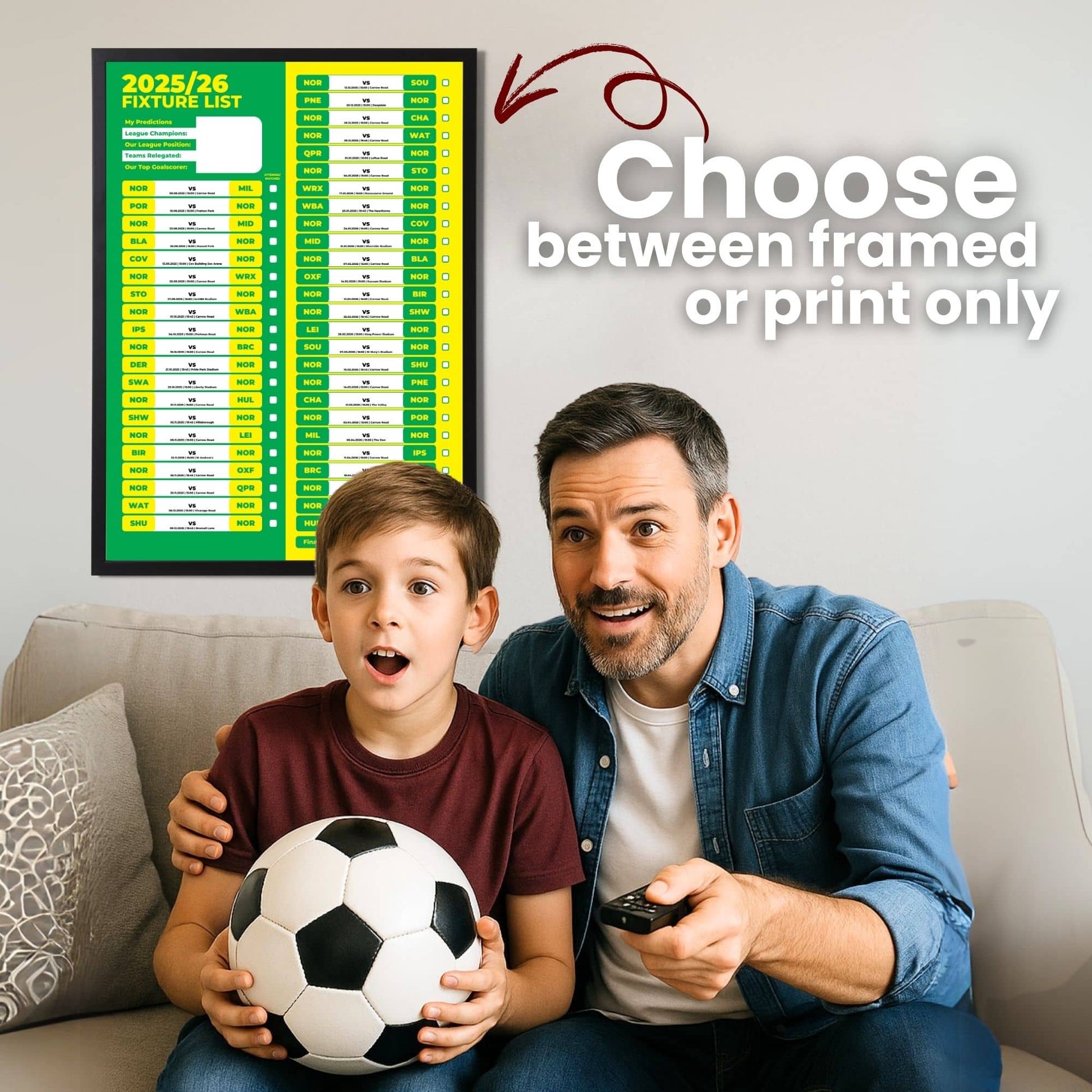 Championship Clubs - 2025/26 Football Fixture Poster - A3 Size (29.7x42cm)
