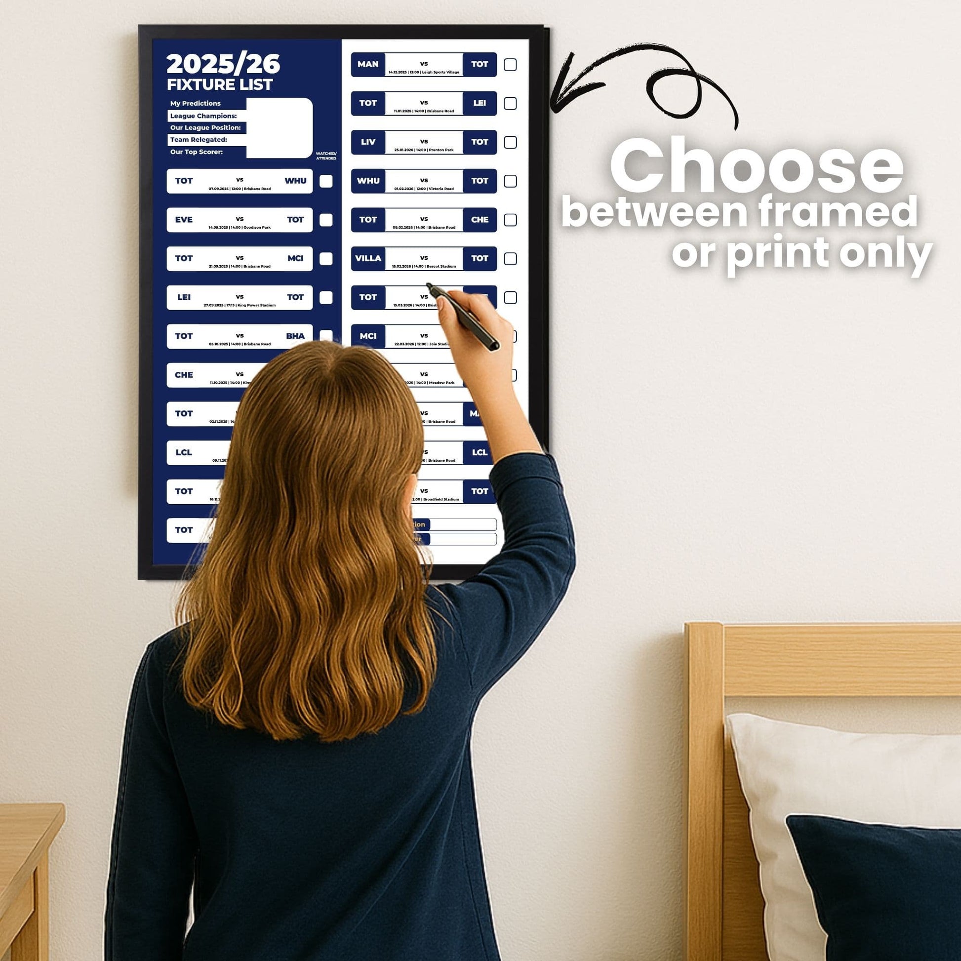 Women's Super League Clubs - 2025/26 Football Fixture Poster - A3 Size (29.7x42cm)