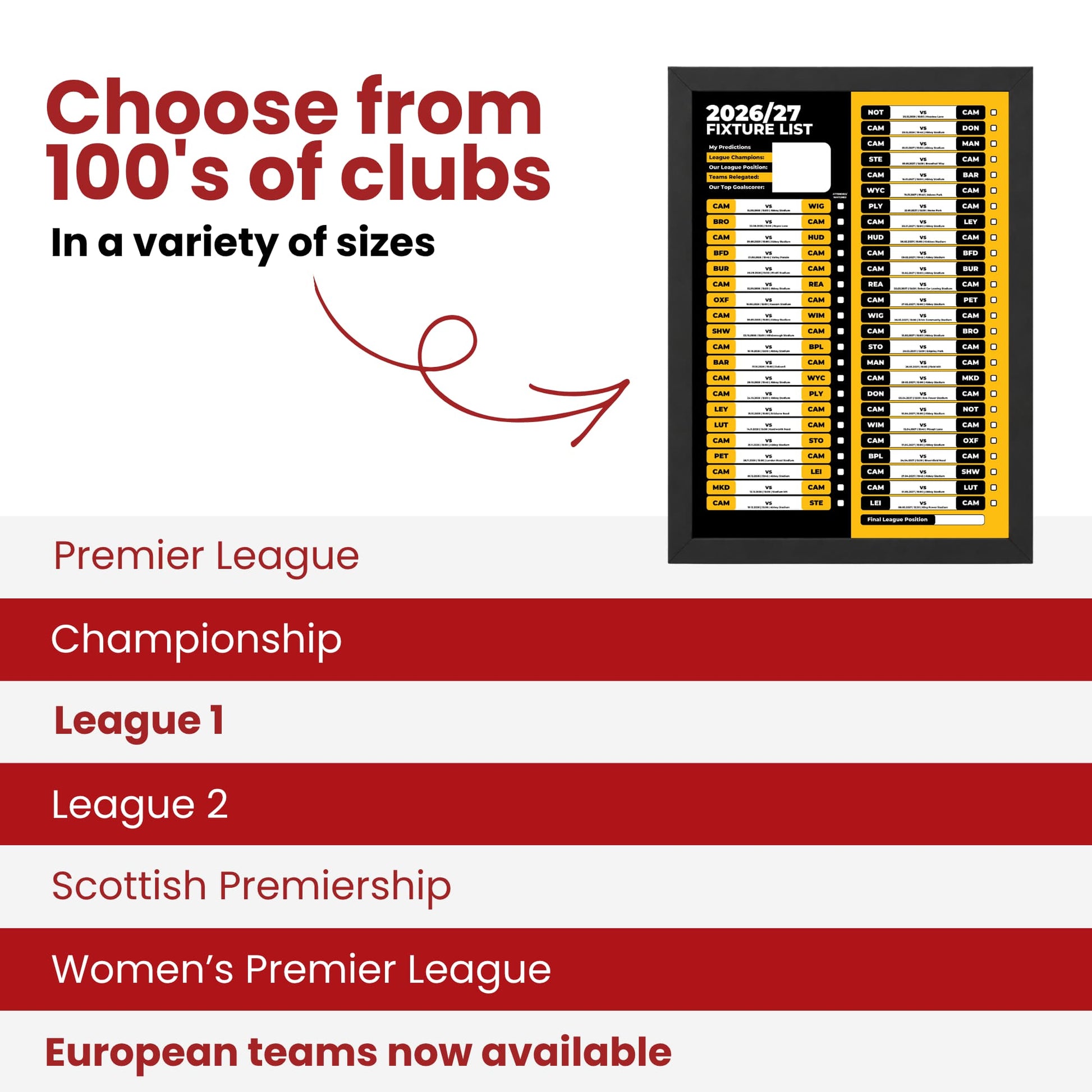 Cambridge United — Choose From 100s of Clubs