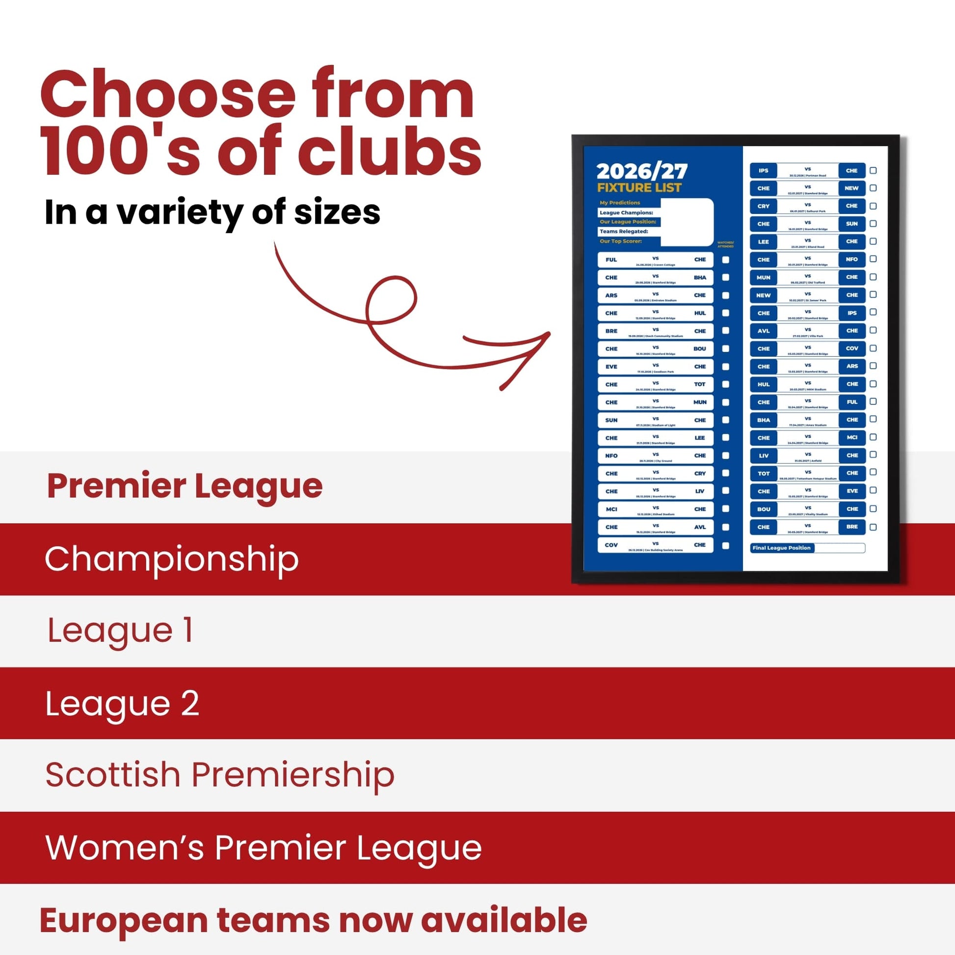 Chelsea — Choose From 100s of Clubs