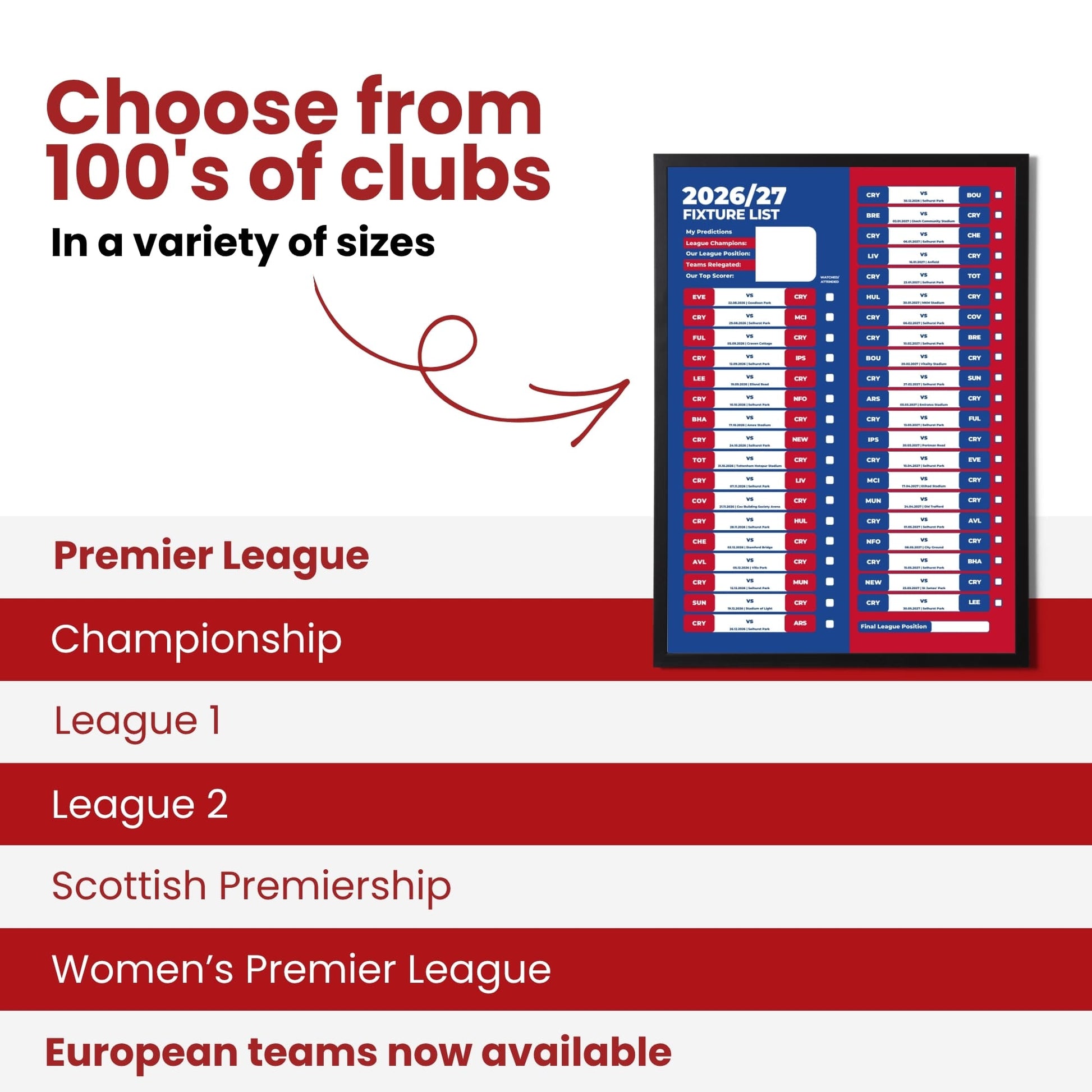 Crystal Palace — Choose From 100s of Clubs