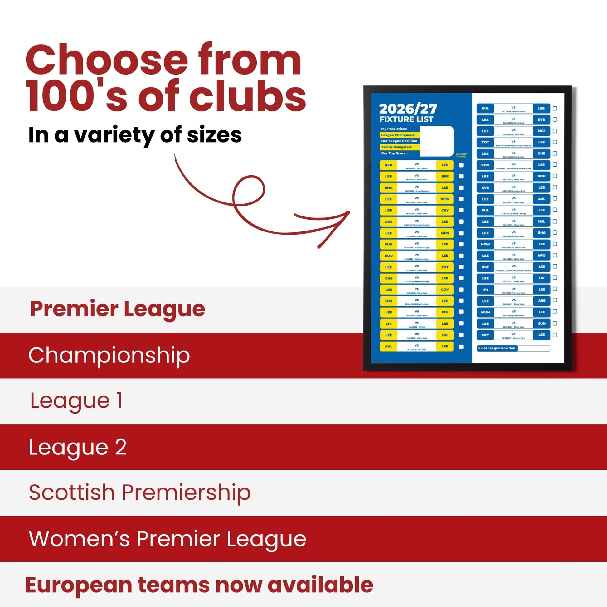 Leeds United — Choose From 100s of Clubs