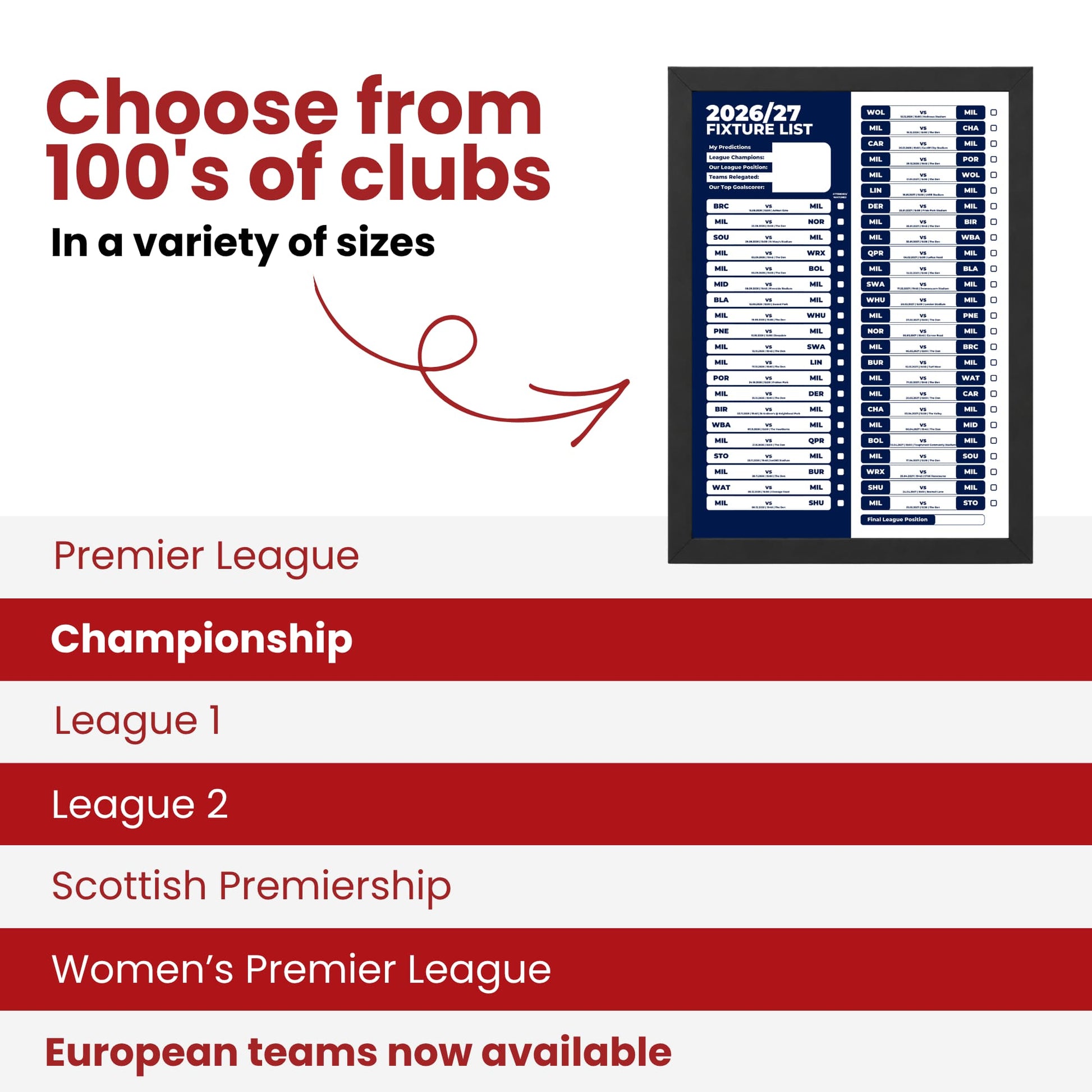 Millwall — Choose From 100s of Clubs
